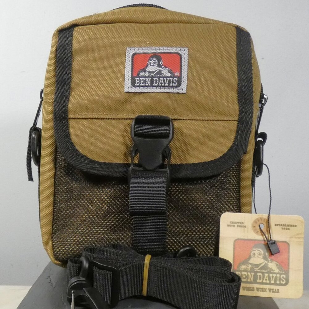 Ben Davis Waist, Shoulder Compartments Cross Body Bag Tan and Black